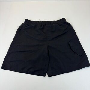 Island Joe Mens XL Swim Trunks Black Cargo Board Shorts Mesh Lined Drawstring